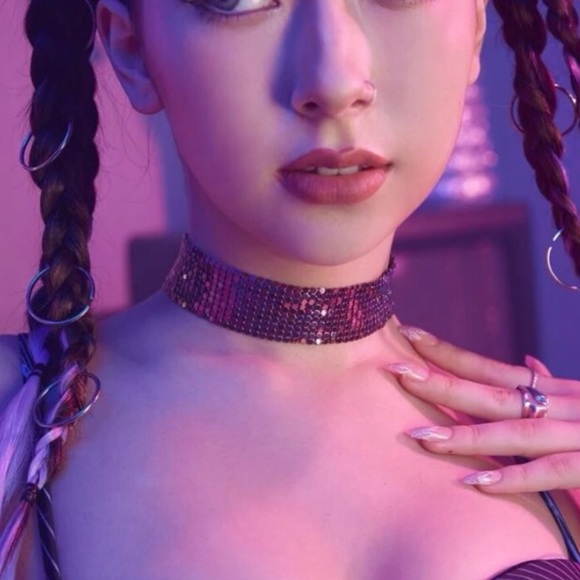 ✨3for$38 New 2 Piece Oil Slick Holographic Metallic Mesh Choker & Bracelet Set - Picture 10 of 15